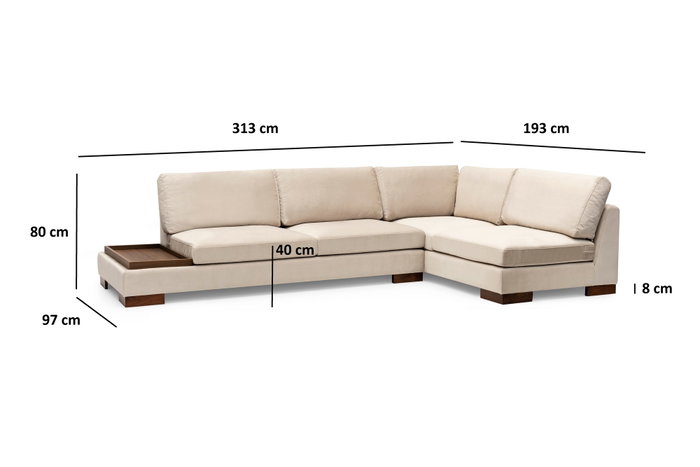 Atelier Del Sofa Tulip Corner Right con Puf - Beige